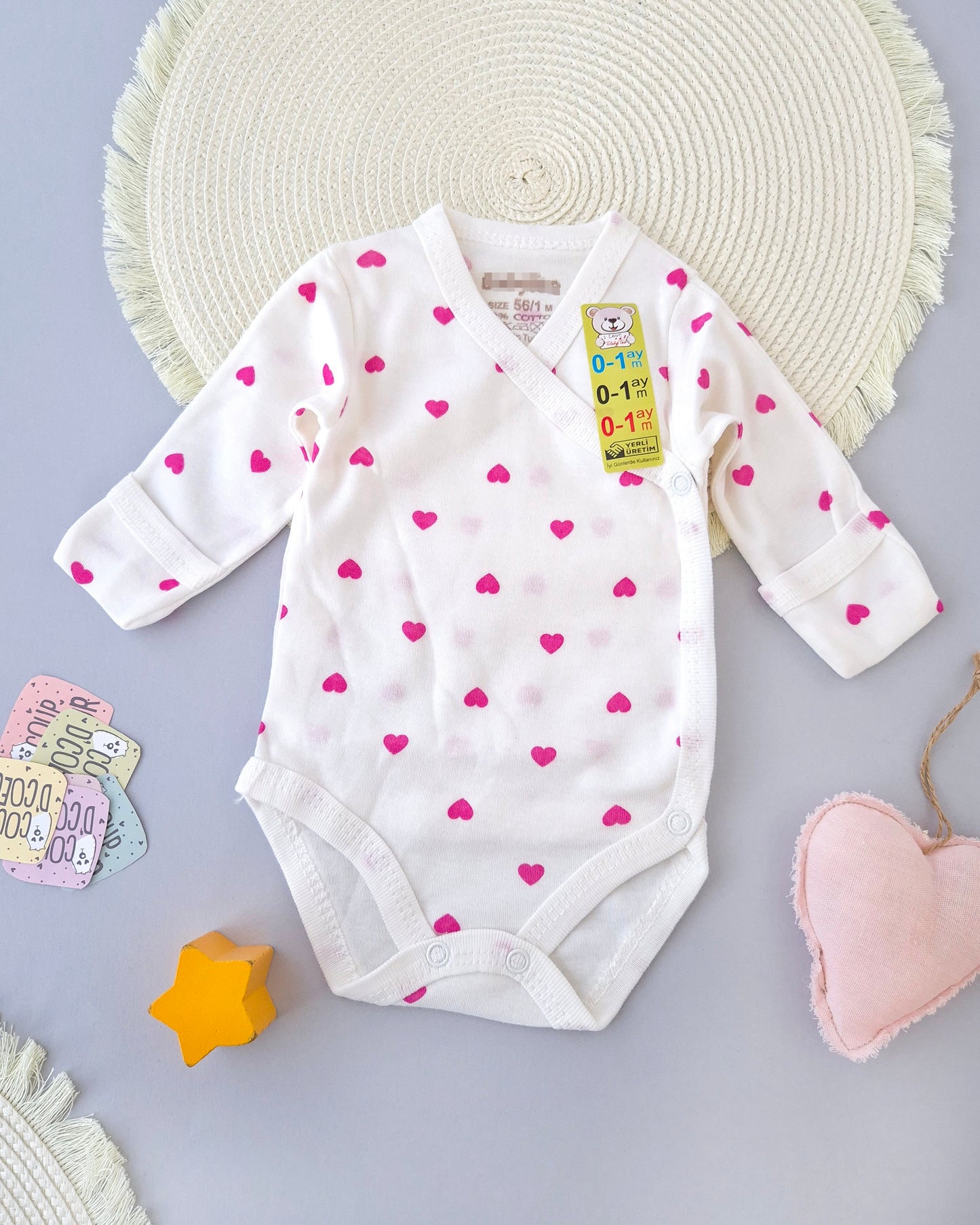 Pink Hearts Kimono Bodysuit