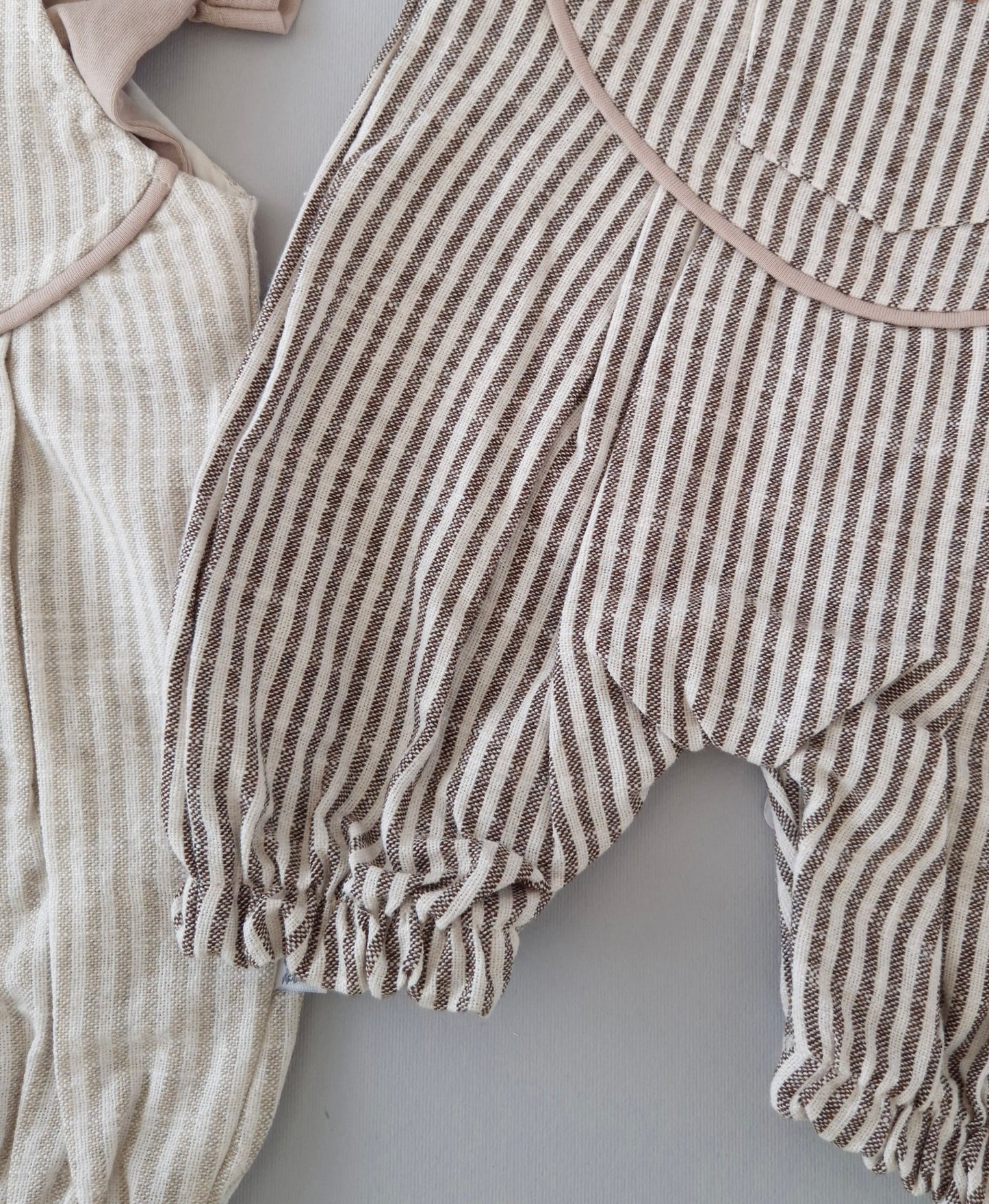 Sand Stripe Jumpsuit Set- 2 pcs (small size better to take bigger size)