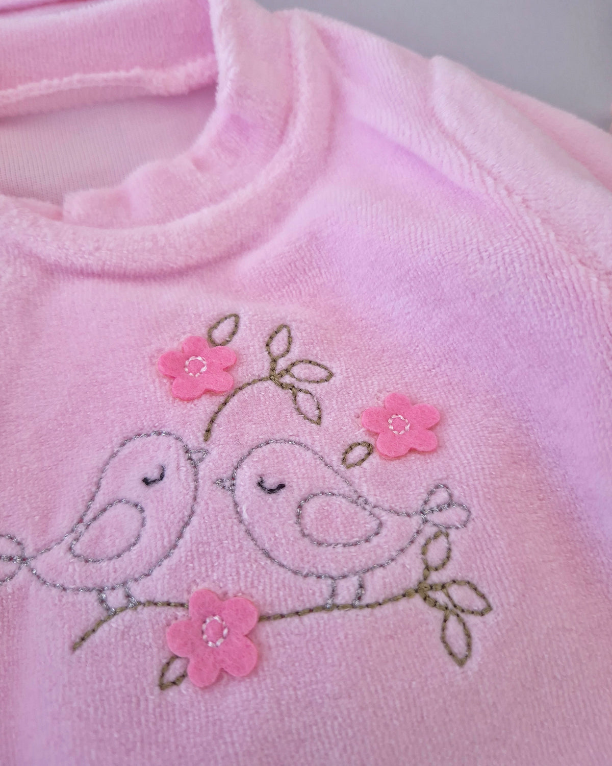 Love Birds Overall- Velvet Feel (small sizes better to take a bigger size)