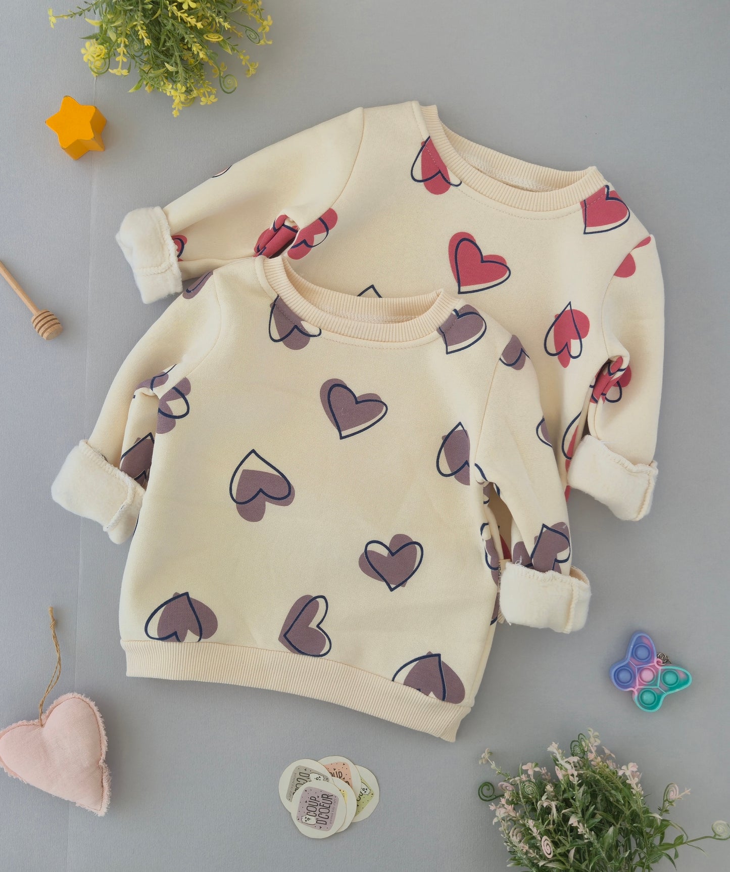 Big Heart Sweater- Fleece Inside
