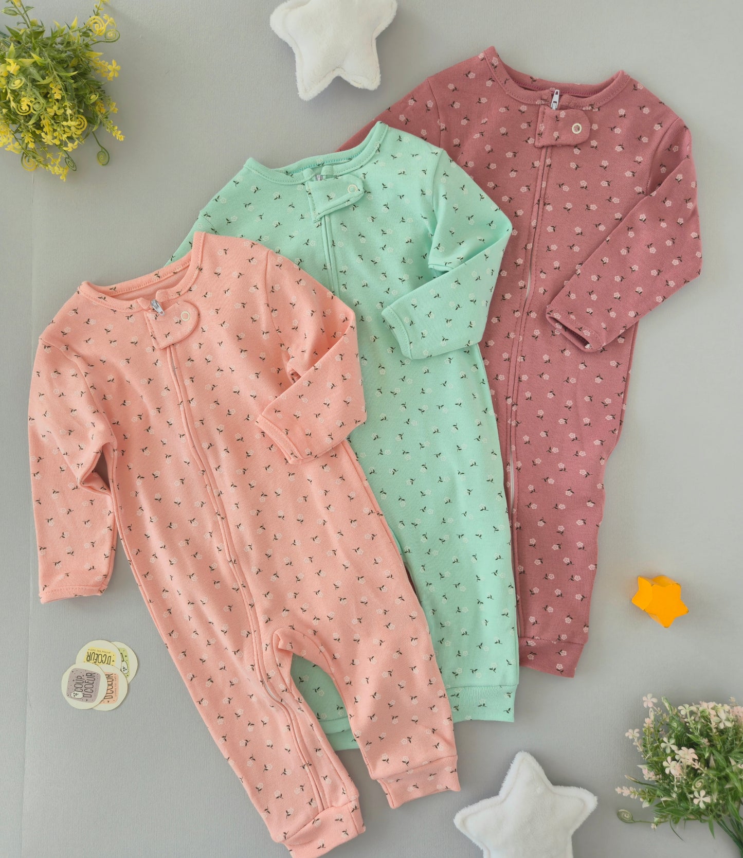 Small flower overall-cotton open legs