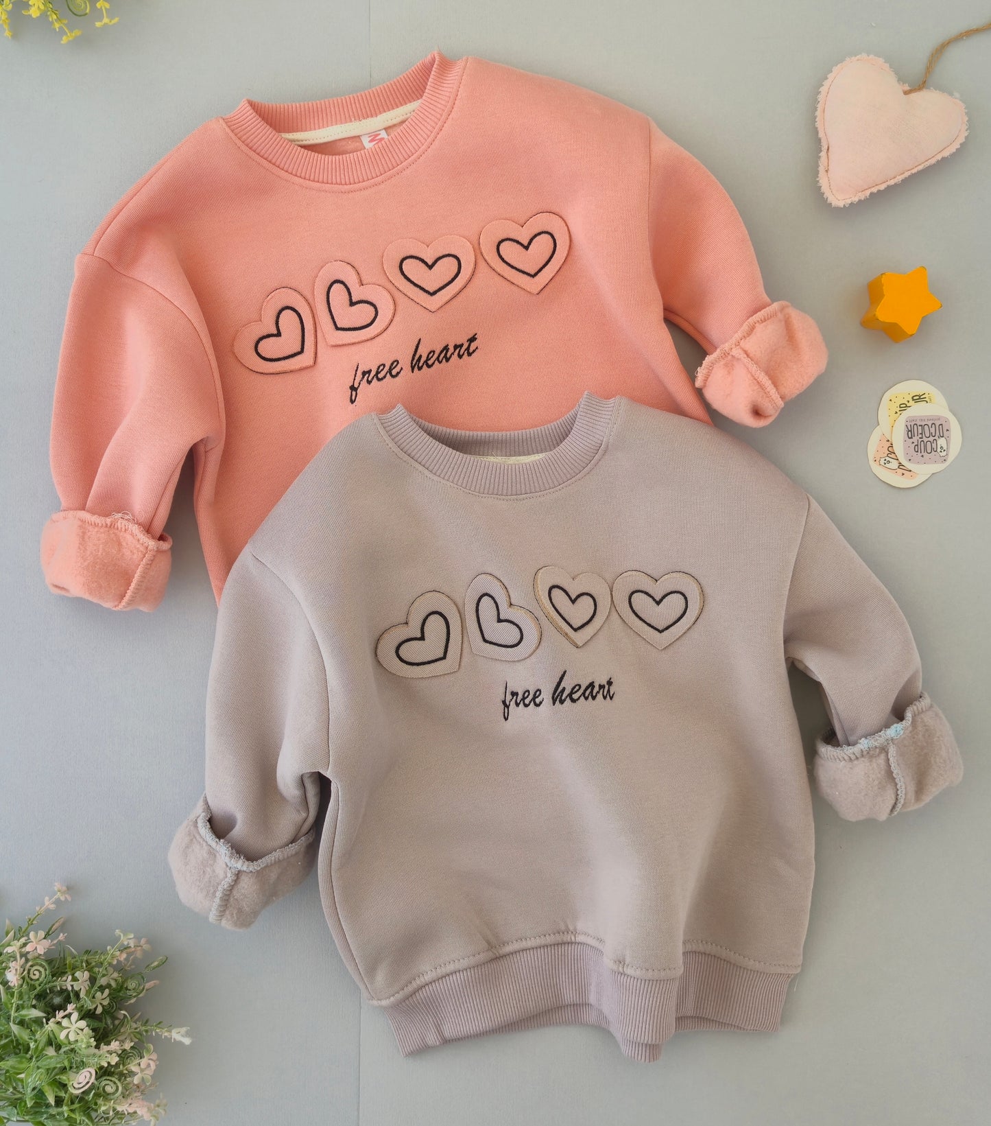 Free heart sweater- fleece inside