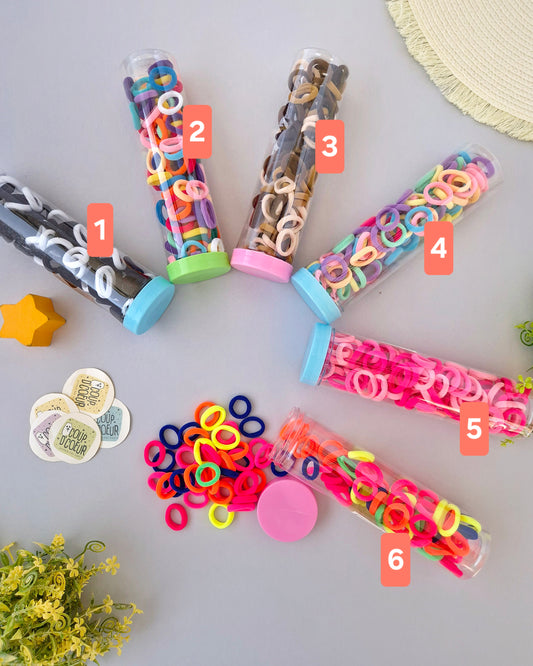 Colorful Mini Hair Elastic- 1 box includes 100 pcs