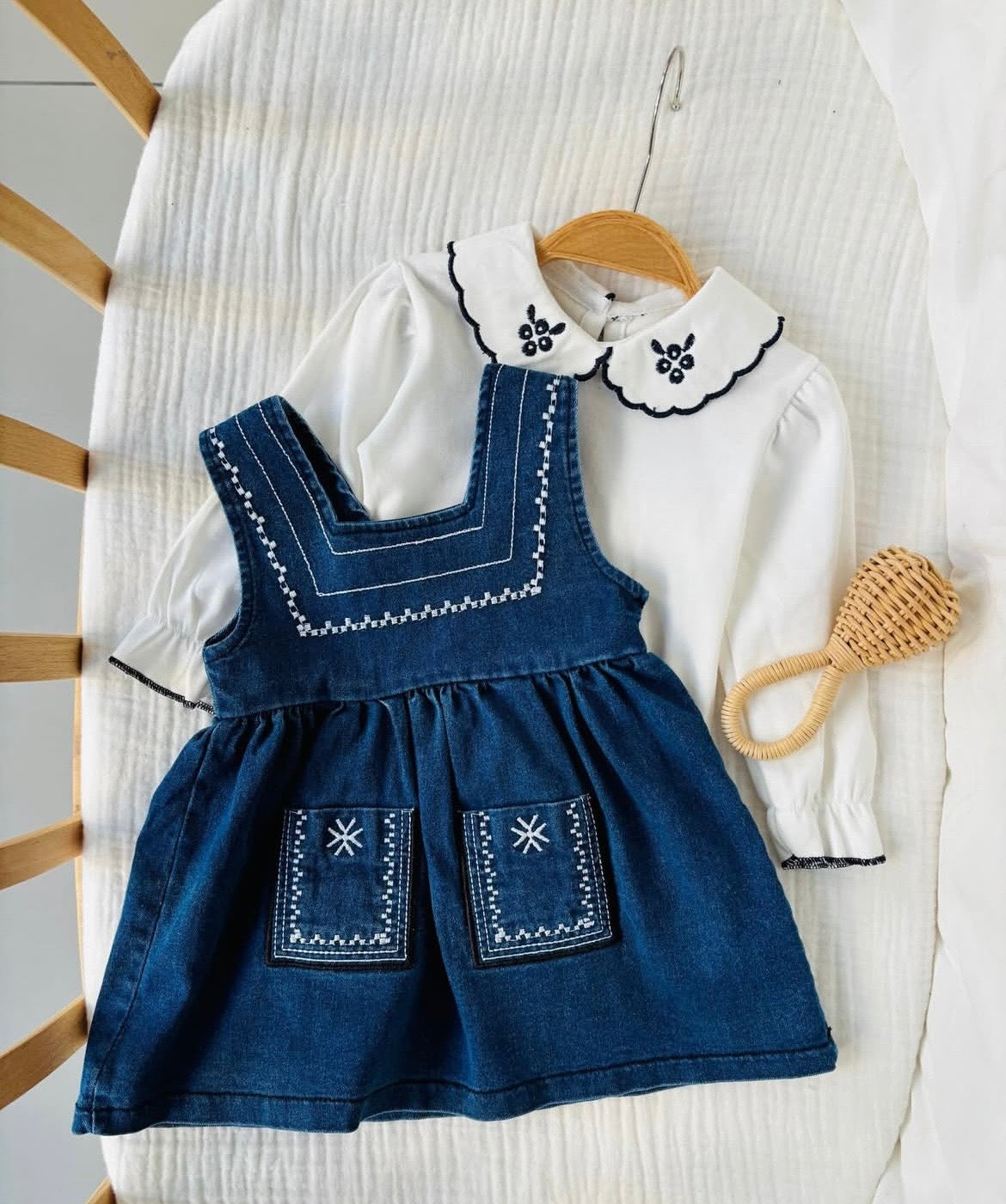 Denim Doll Dress- 2 pieces