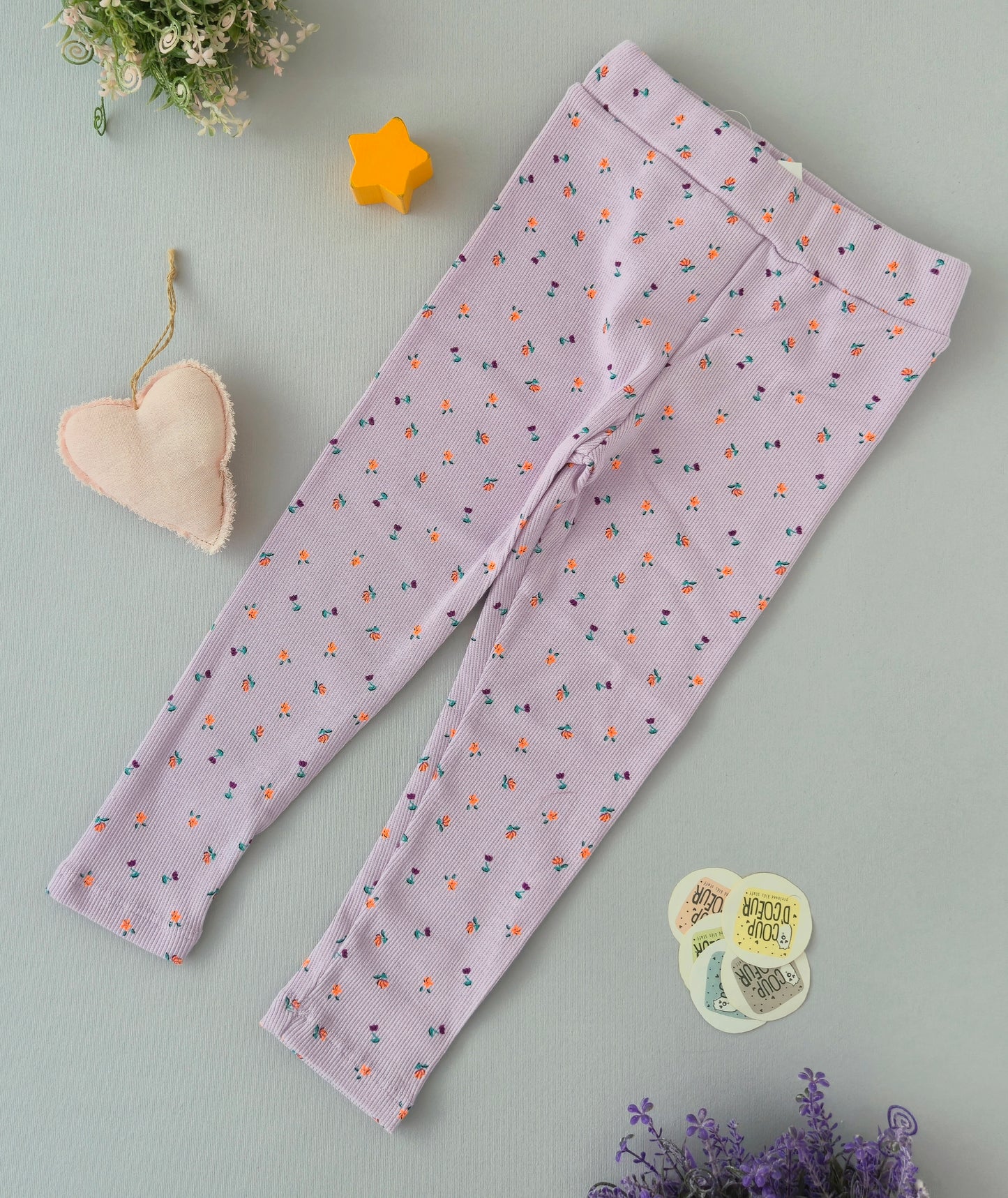 Lila legging ribbed cotton