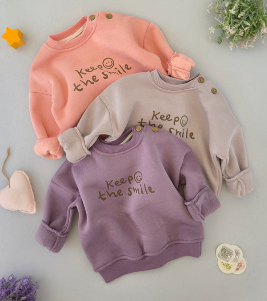 Keep the smile sweater- fleece inside