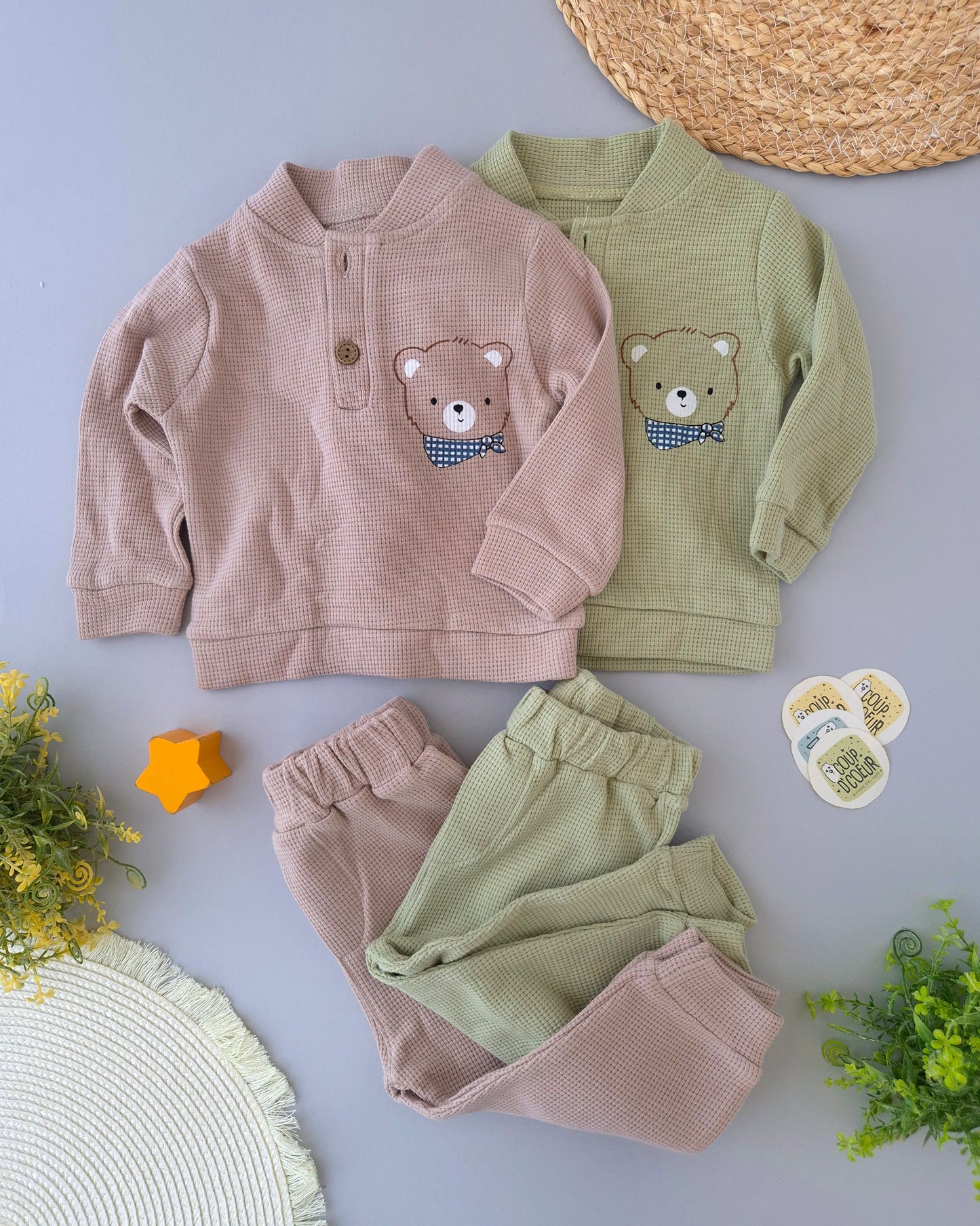 Waffle Teddy Set (size small better to take bigger size)