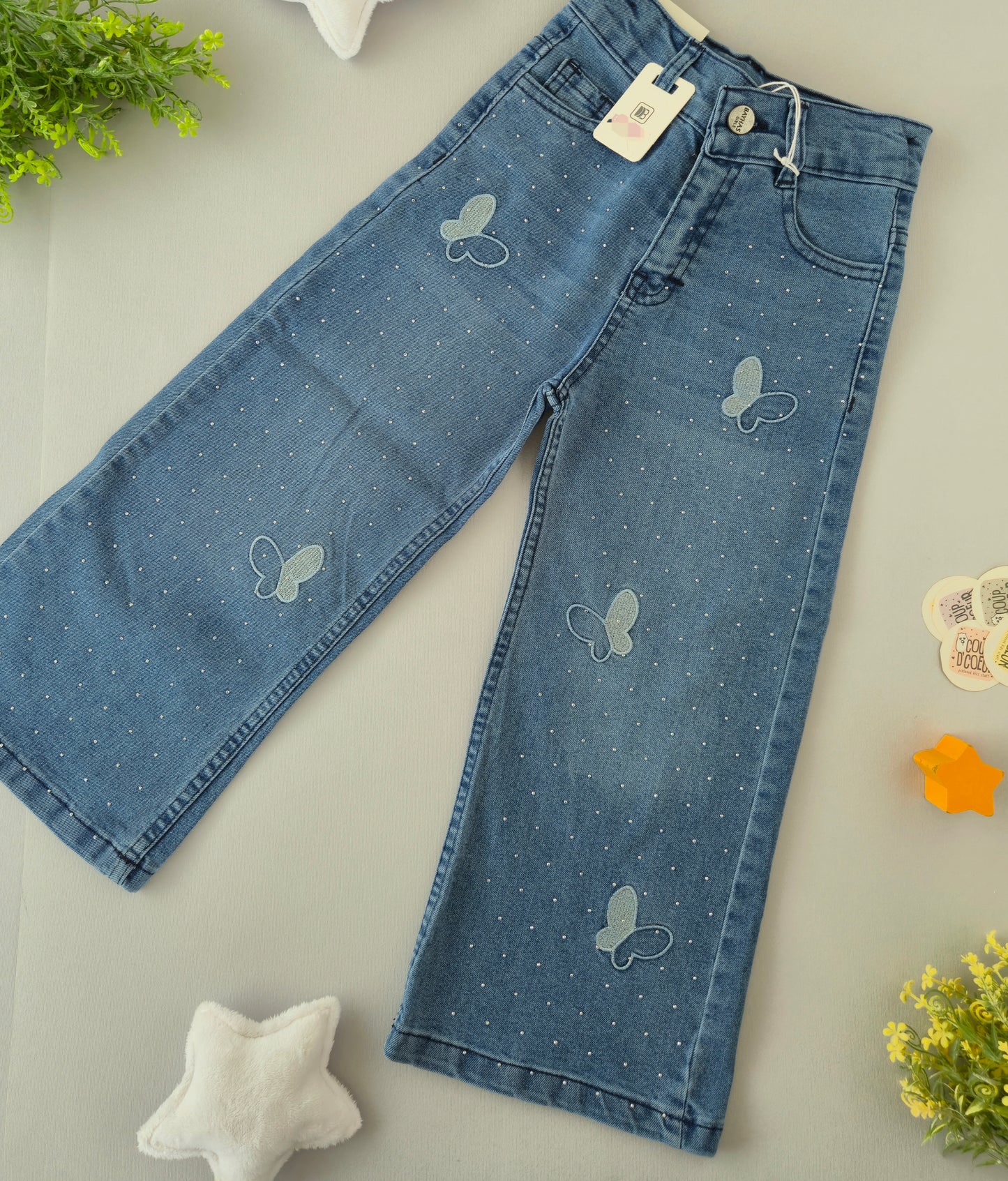 Butterfly sparkly denim