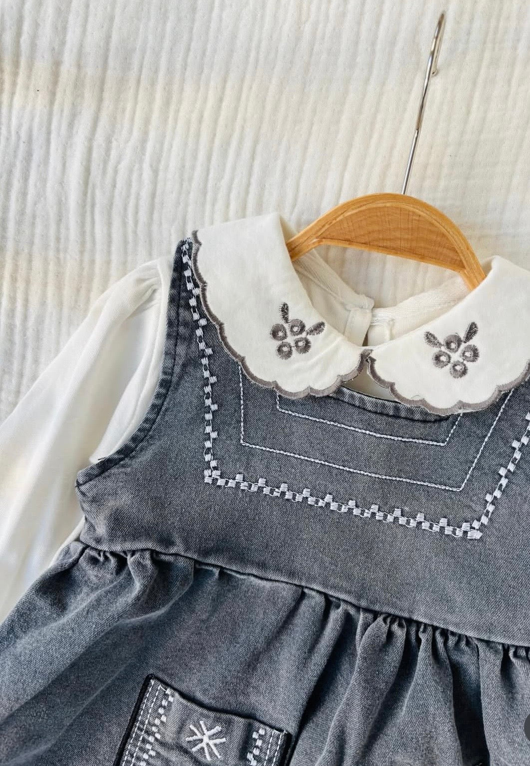 Denim Doll Dress- 2 pieces