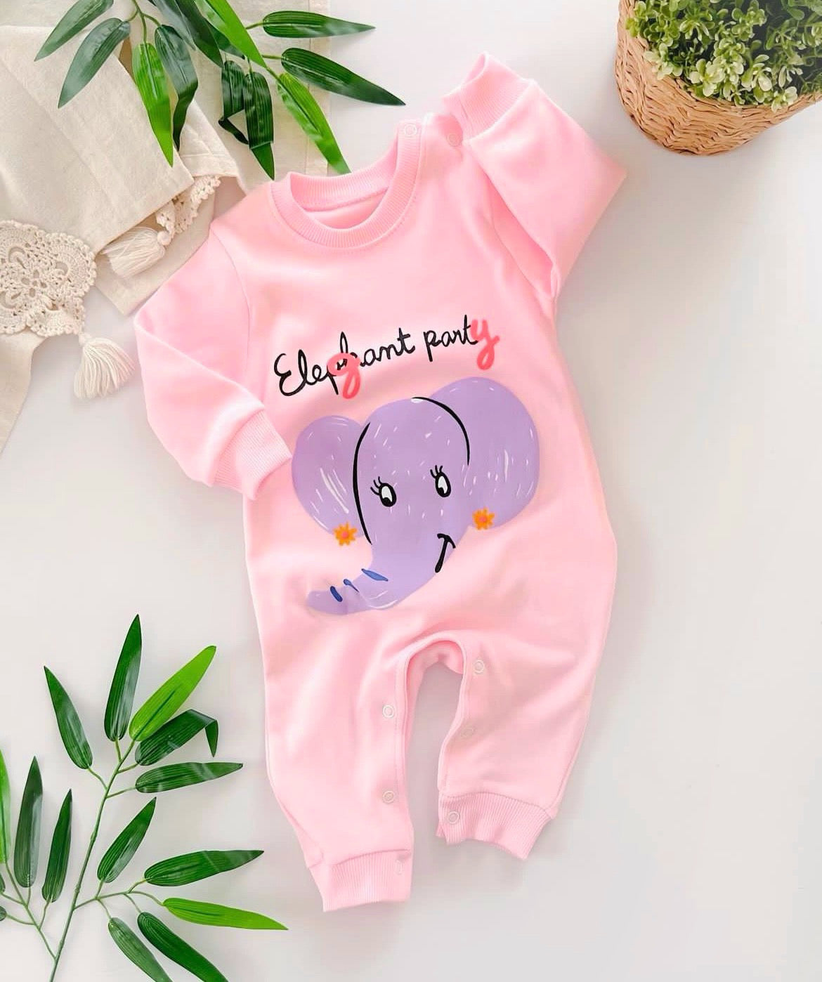 Elephant Overall- Pink