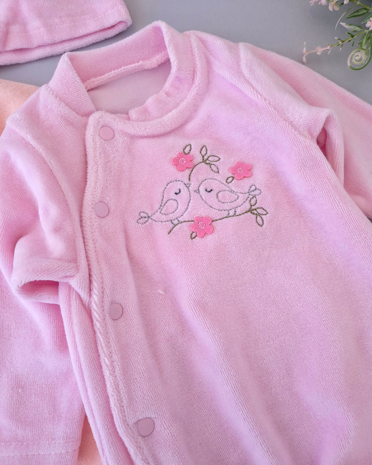 Love Birds Overall- Velvet Feel (small sizes better to take a bigger size)