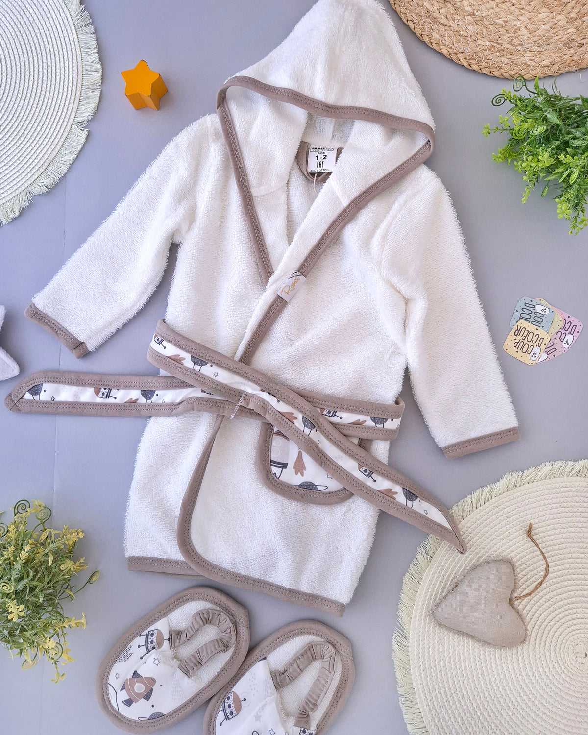 Bathrobe With Slipper- Greige