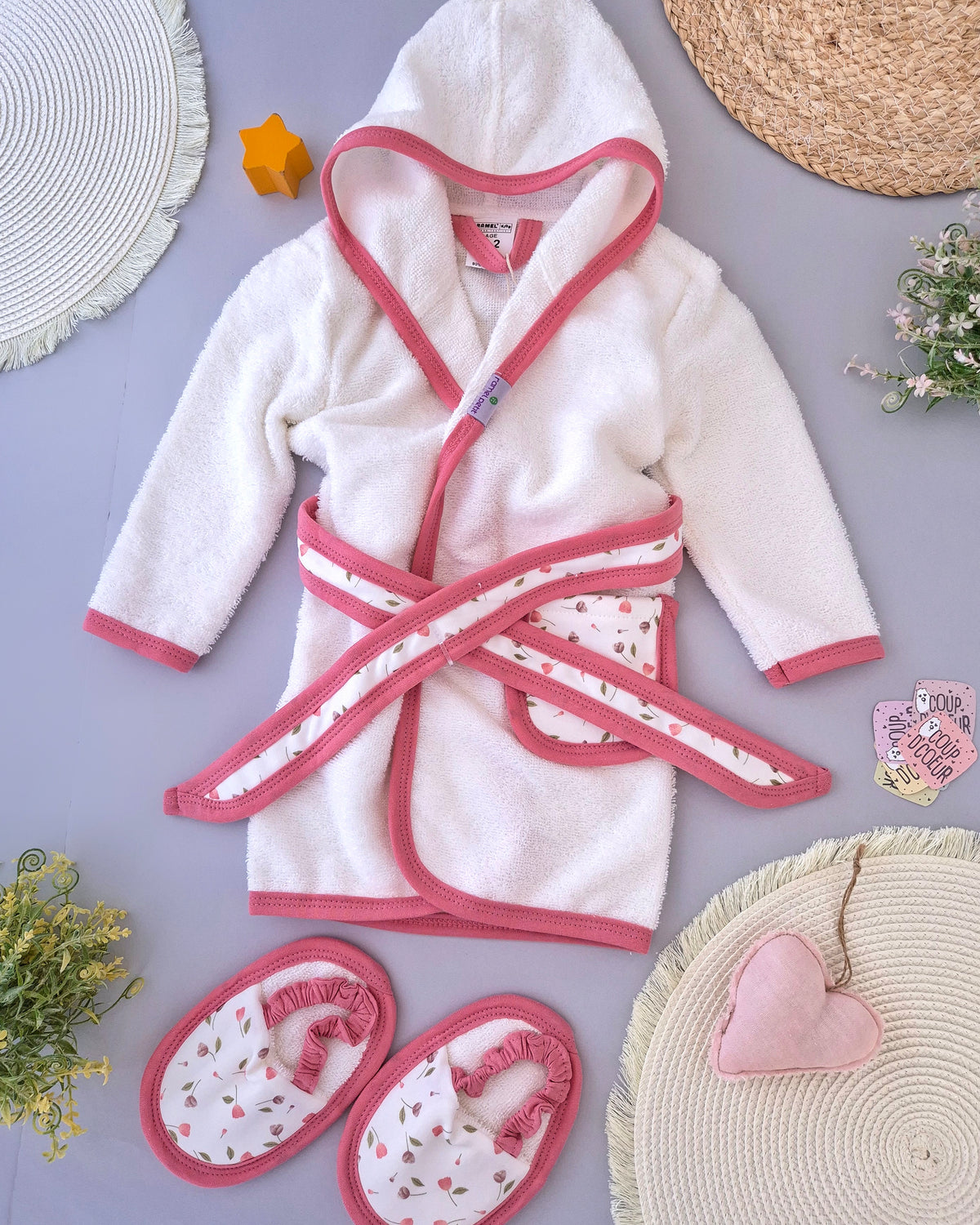 Bathrobe With Slipper- Blush