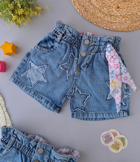 Galaxy Denim Shorts-Oversized