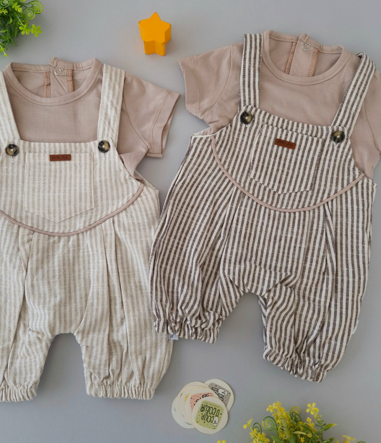 Sand Stripe Jumpsuit Set- 2 pcs