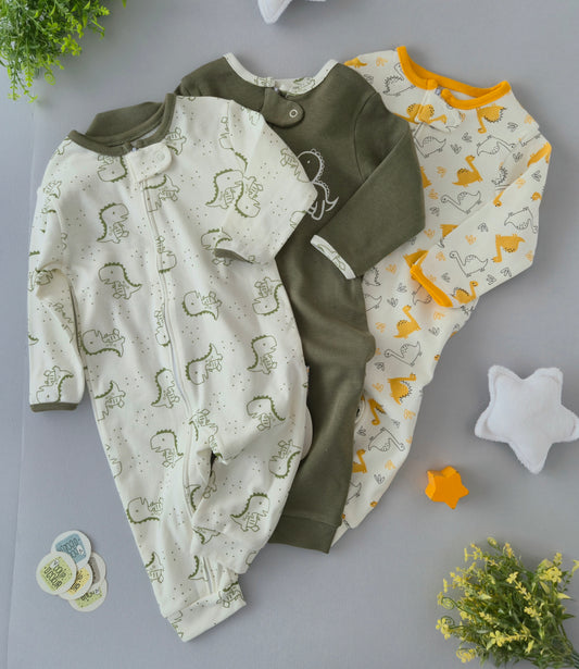 Dino overall- cotton open legs