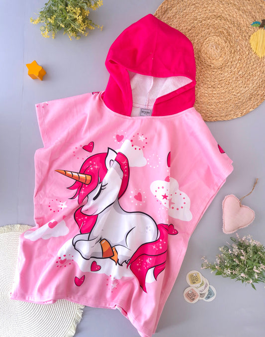 Pink Unicorn Hooded Beach Towel