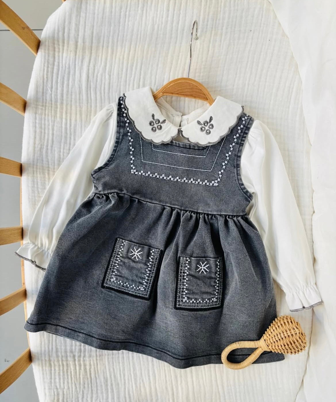Denim Doll Dress- 2 pieces