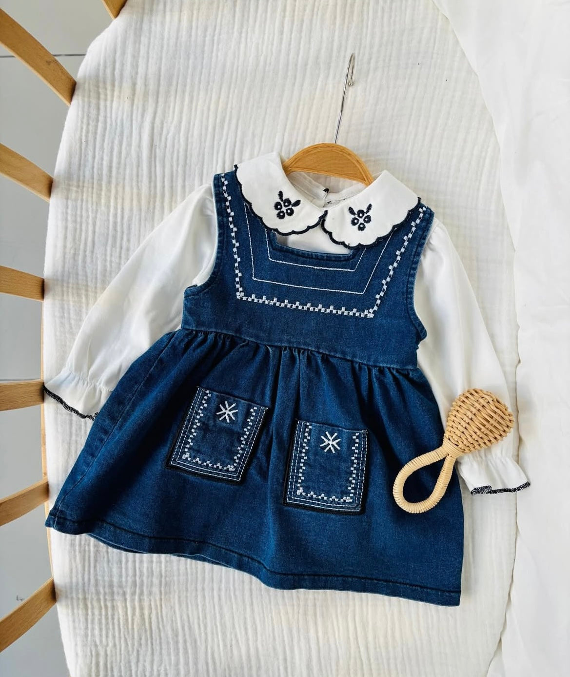 Denim Doll Dress- 2 pieces