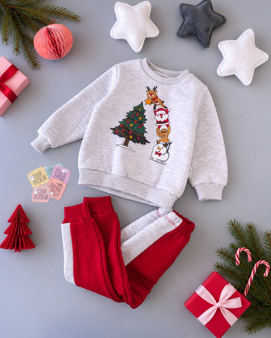 Christmas Tree Set- Grey & Red Fleece Inside
