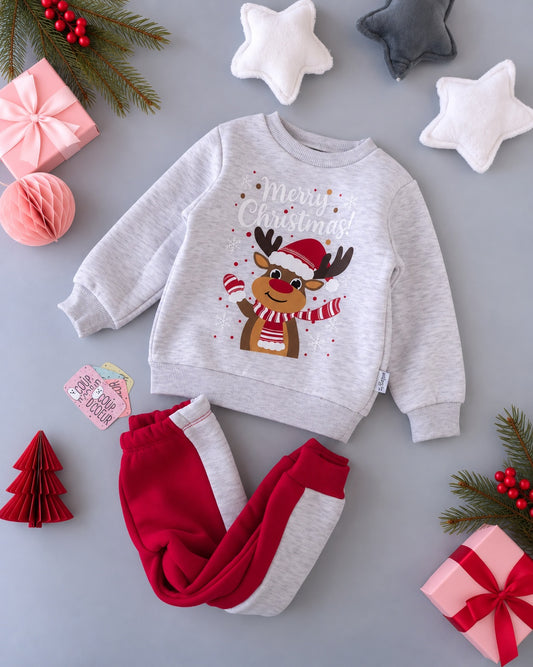 The Rudolf Set- Grey & Red Fleece Inside