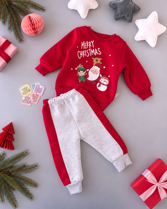 The North Pole Set-Red & Grey Fleece Inside