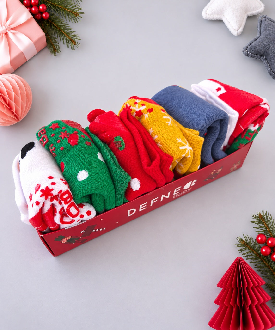 Santa’s Sock Drawer Box- 6 Pairs