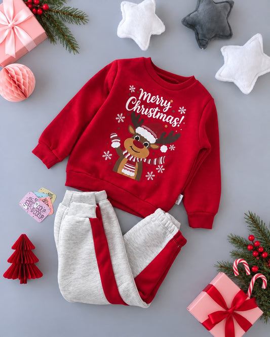 The Rudolf Set- Red & Grey Fleece Inside